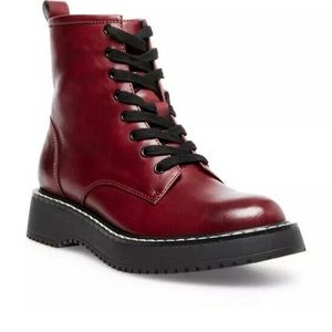 Madden Girl Combat Kurrt Burgundy Paris Boots New In Box Size 6.5